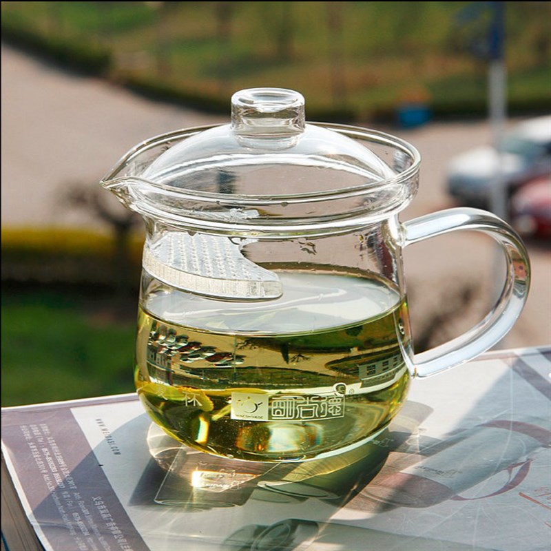 明尚德玻璃晶灵壶滤片过滤耐热泡茶壶月牙壶花草茶壶红茶绿茶茶具