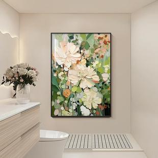 大芬村油画画化妆室防水装 饰画画花卉肌理感厕所浴室挂画画洗手间