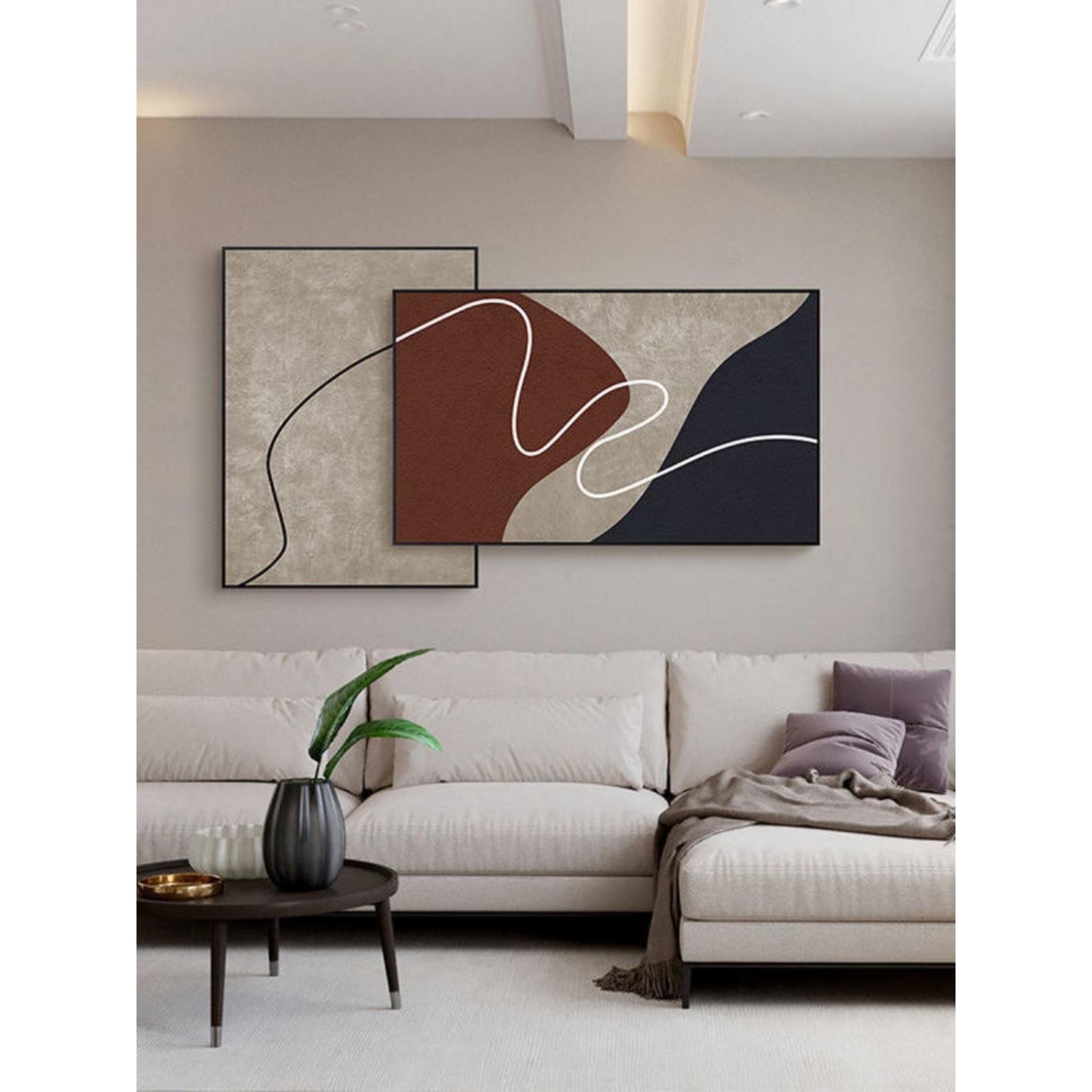 现代简约抽象床头画色块叠加装饰画客厅艺术感挂画沙发背景墙壁画图片
