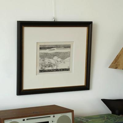 日出木吉中古客厅背景墙装饰画高级感玄关壁画设计师卧室小众挂画