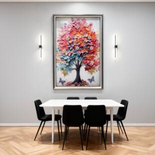 生命树五彩树餐厅客厅卧室床头沙发背景墙装饰画挂画壁画钢化玻璃