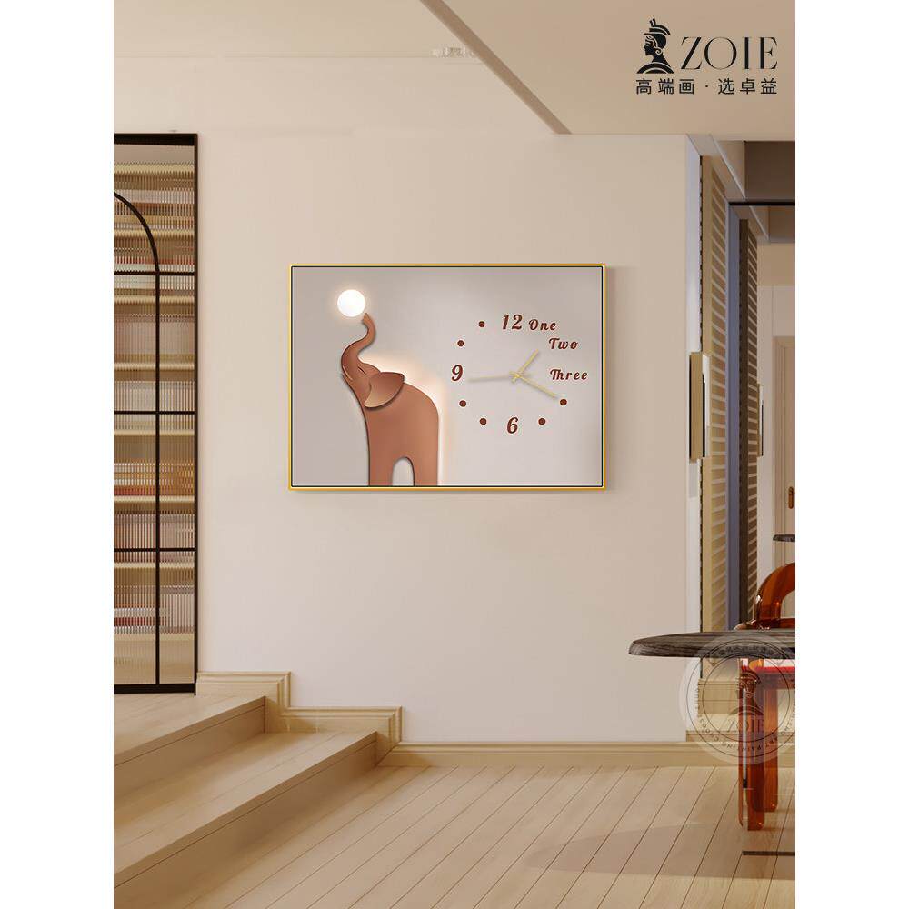 大象电表箱装饰画现代轻奢时钟表画配电箱遮挡强弱电源总开关挂画
