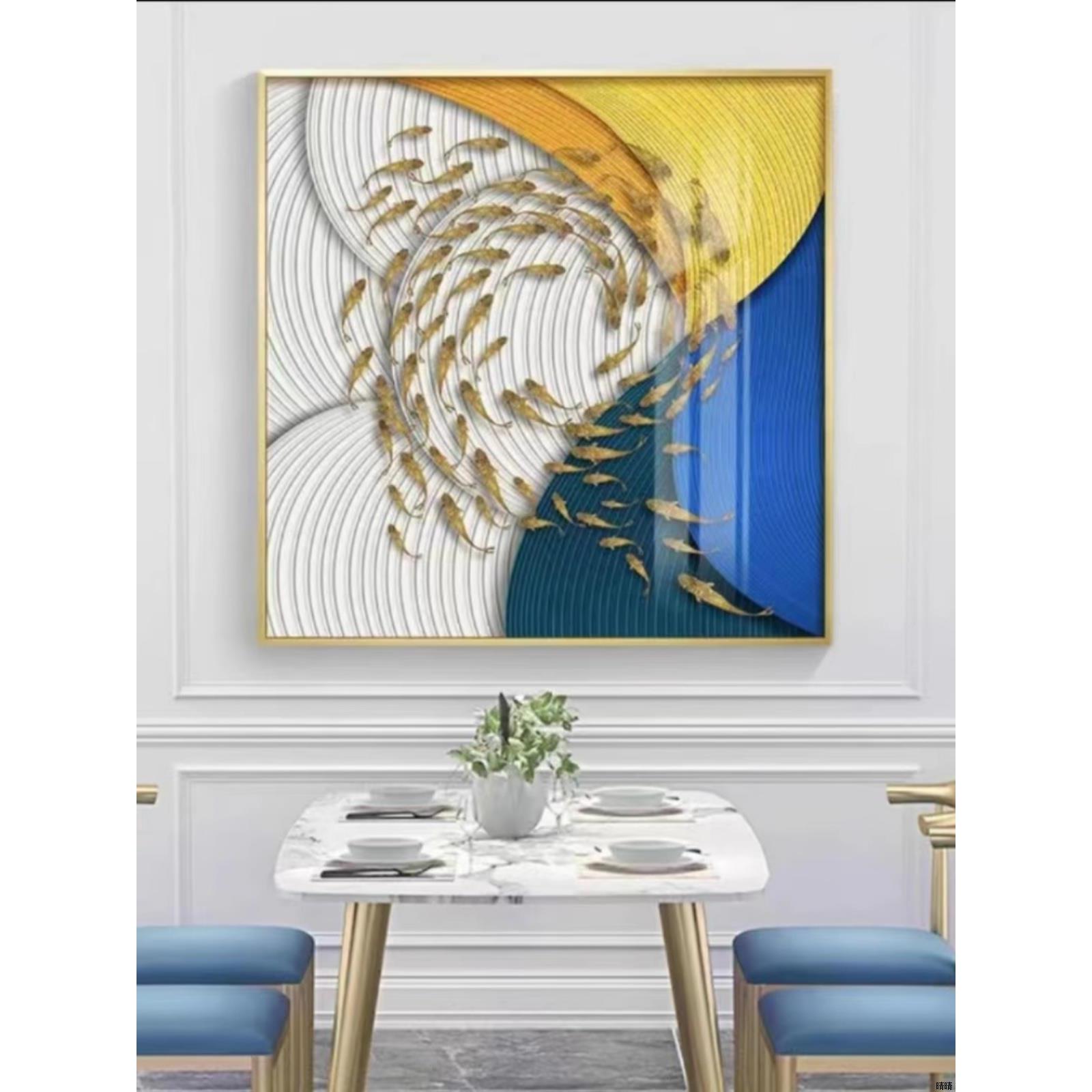 客厅背景墙壁画轻奢抽象画现代简约正方形玄关装饰画高级感挂画图片