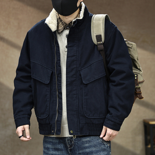 外套宽松棉袄 复古立领羊羔绒棉衣男加厚保暖工装 2025新款 美式