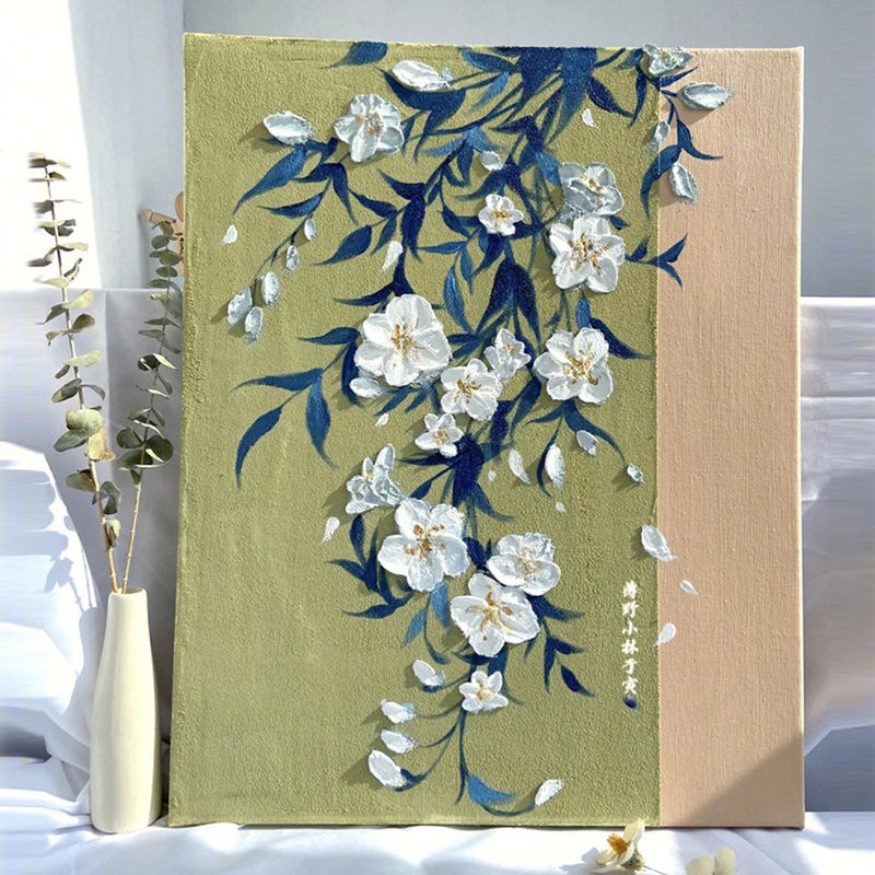 高级感风景银杏diy肌理画材料包手工丙烯石英砂油S彩3d立体装饰画图片
