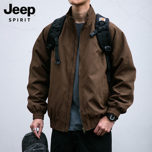JEEP吉普美式宽松休闲飞行员夹克外套男士2026秋季新款工装上衣L
