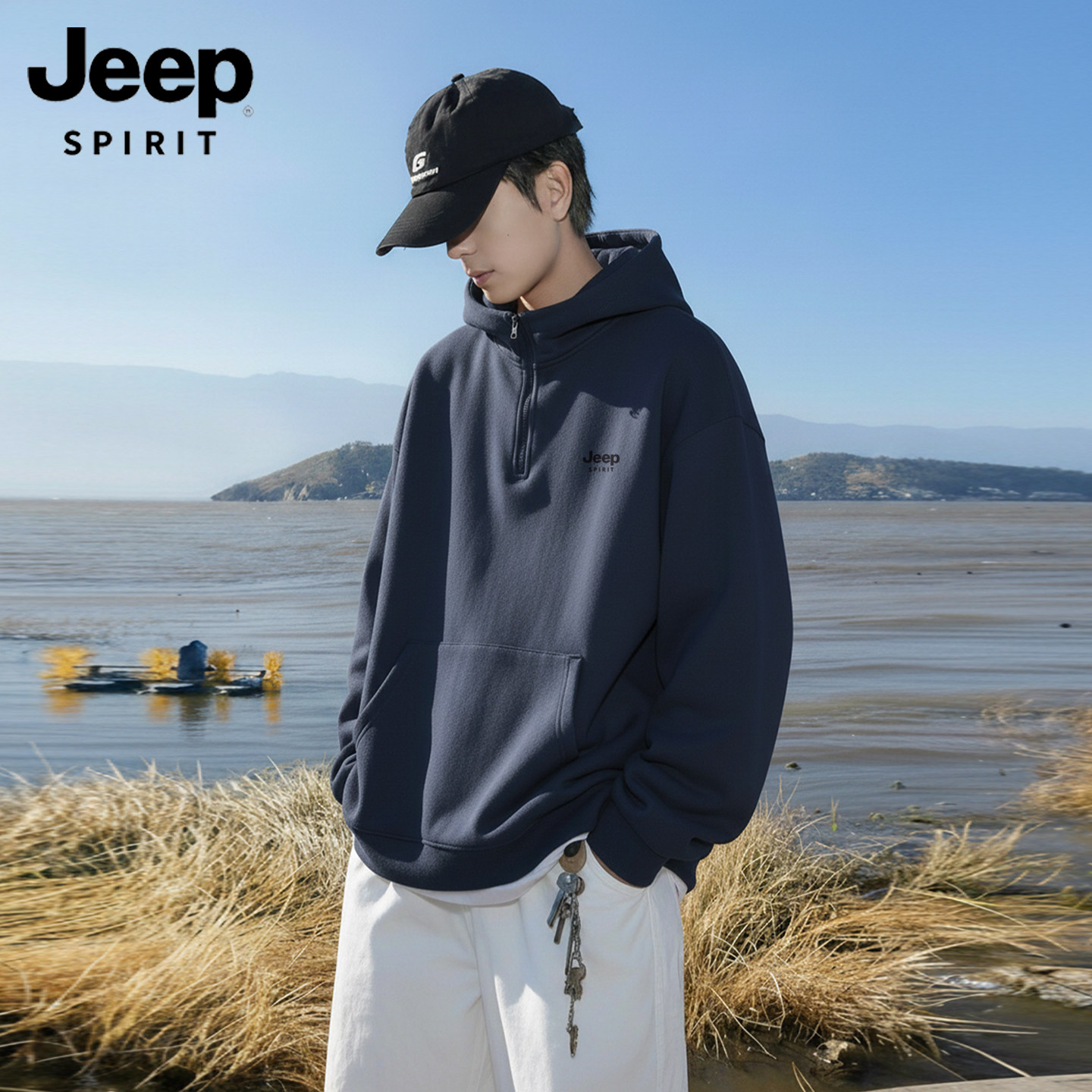 JEEP带帽痞帅高级感卫衣外套学生图片