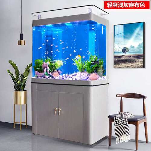 鱼缸缸客小型落地厅家用水族箱底小弯型懒人鱼大型免换水乌龟轻奢