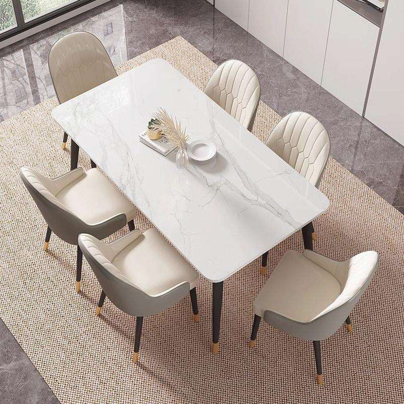 岩板餐桌意式简约组合现FHF代家餐用小户型桌长方形子饭轻桌奢桌