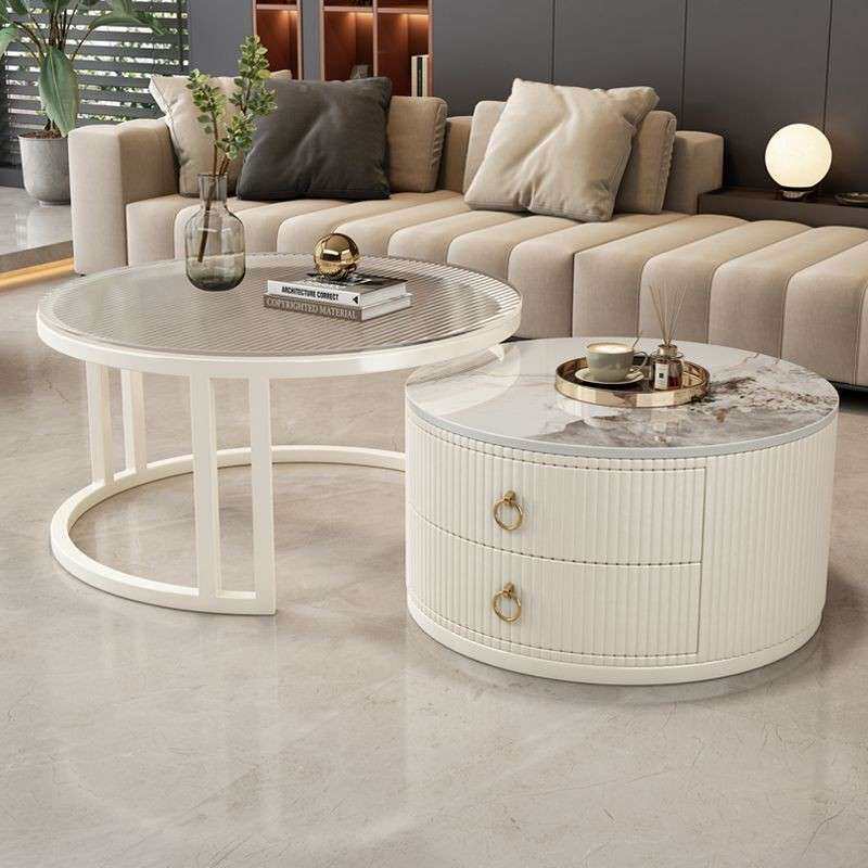 圆形型岩板茶其他/oth约厅几奶油风小户简客现代家用网红轻奢茶桌