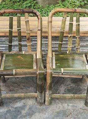 子竹藤子椅阳台竹编竹椅子靠背椅椅子家用老式AL102568竹手工矮凳