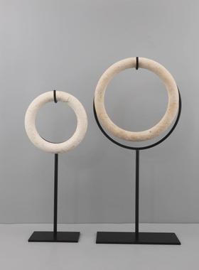 新中式创意丝圆环树脂摆件样绞板0025房家玄关厅软装饰品居桌客面