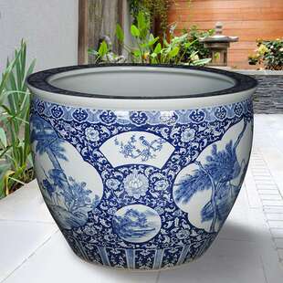景德山镇陶大缸睡莲荷花盆特大号书画酒TID店庭瓷院缸手绘水落地