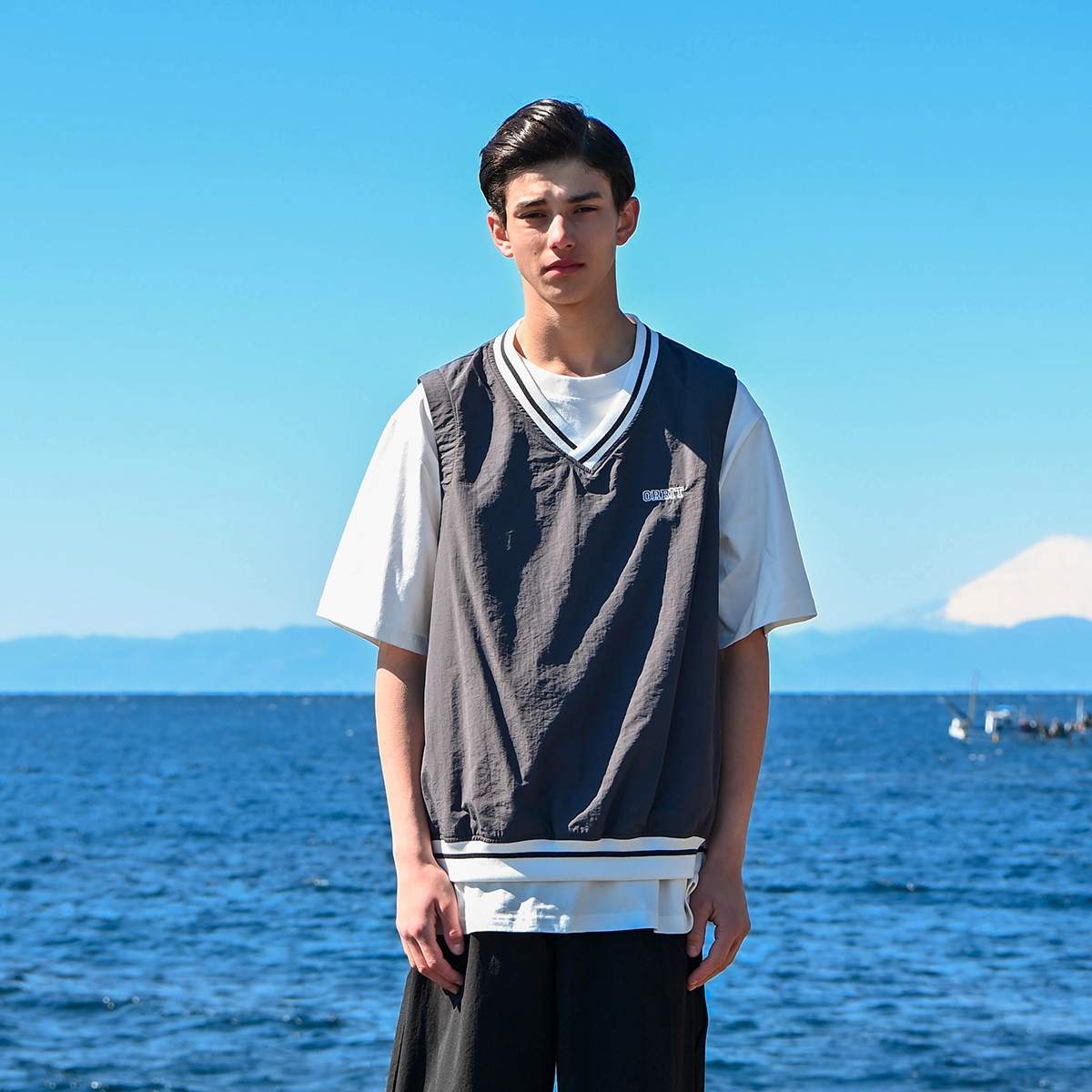 OUSWE日系复古cityboy刺绣运动篮球美式背心潮男速干训练马甲RJ12