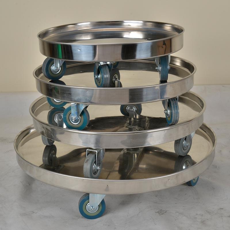 座周转车运输616工具车厚不锈钢圆形盘带轮移动保温桶加汤桶底圆