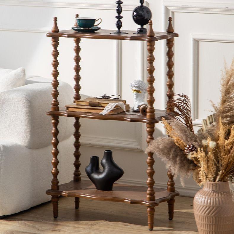 复古法式木2层收纳-客架厨房厅书房置地式单GWR层承重51制0kg