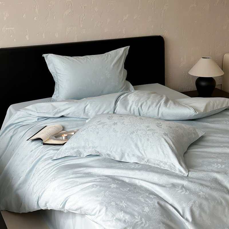 DSQ42-Ly简纯色复古约长绒棉贡缎提花四件套轻奢全棉被套上棉纯床,床上用品,床品套件/四件套/多件套,淘宝优惠券,粉丝福利购,淘宝优惠卷