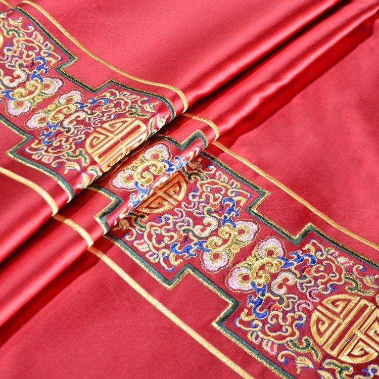 高精密绣面桌料中国风中刺式复古沙电发坐垫抱枕01056旗脑绣花布