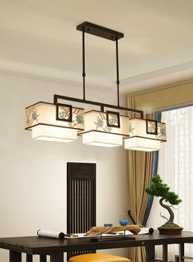 新TM-56925中式长形吊灯餐厅头中国复古禅意创三意方书房装饰刺绣