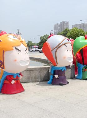 NRY钢中式卡通招财关羽人物雕玻璃五虎上将摆件商园林景观塑场装