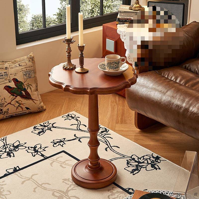 法意式复古实木小茶几阳创台式桌子客厅卧室家用DHM床头柜美沙发