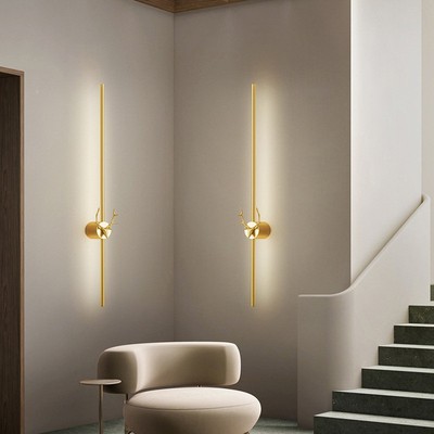 极简创鹿角120床头关壁灯现意代简约样板间轻奢卧室玄客厅条线壁