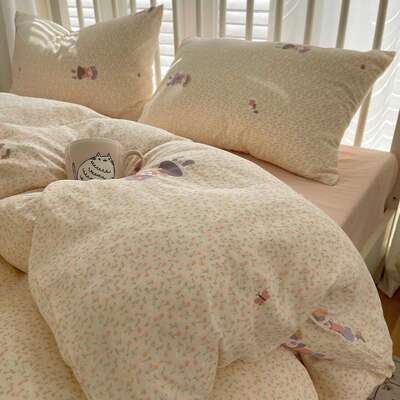 A类纯双层纱四床上件套件全RLA-2025棉卡通被套床单学生棉宿舍三