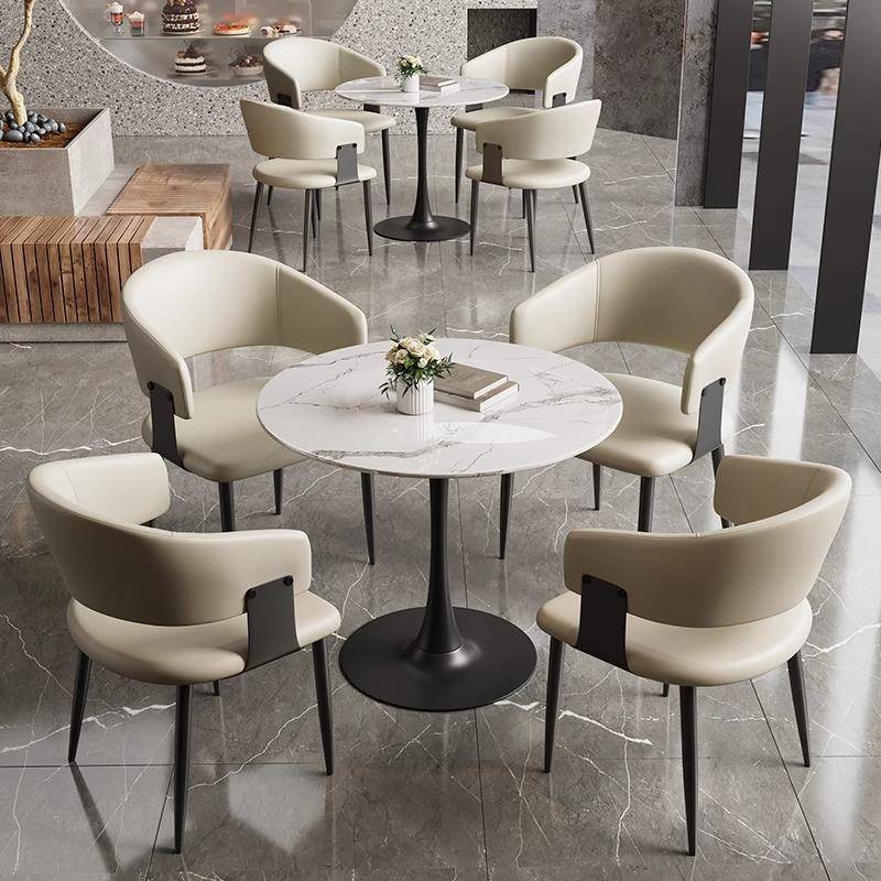 轻区奢约售楼处OY075大堂简会客洽谈桌椅组合休息店板面岩接待小