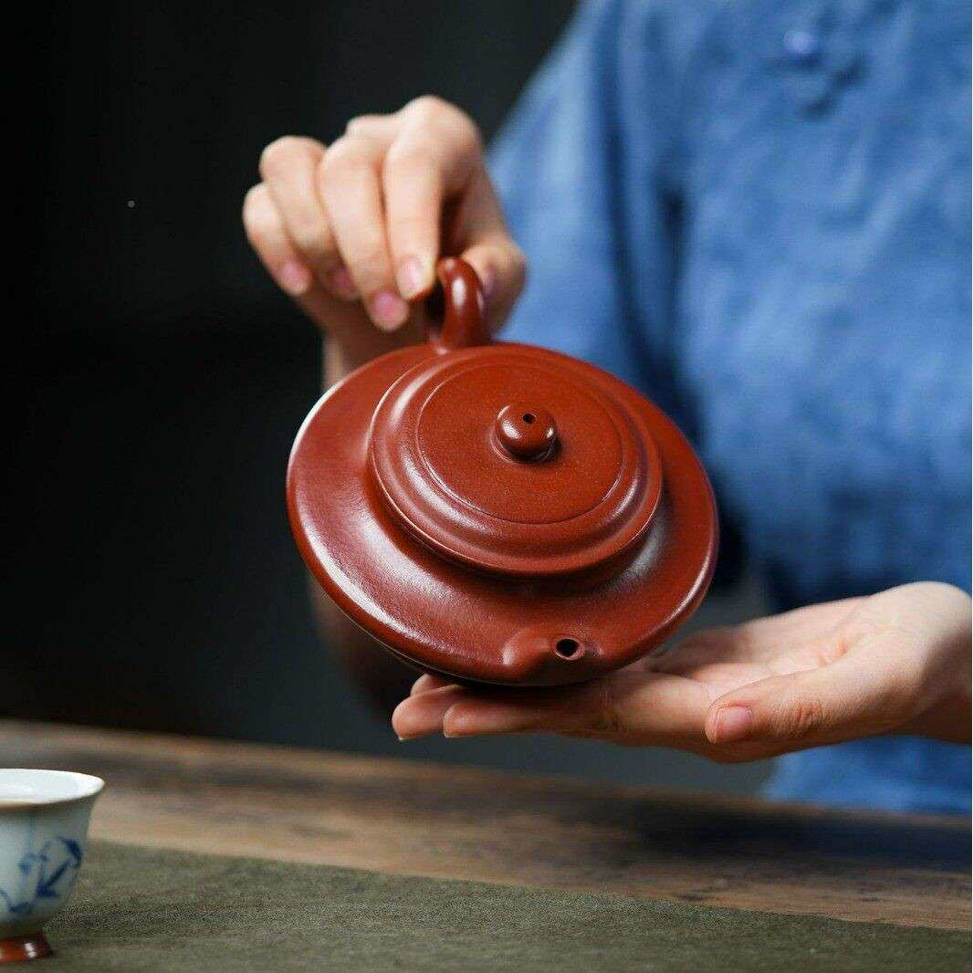 扁宜兴紫砂壶原匠IVS矿朱具泥人手工制作虚档茶壶泡茶厂家直销发