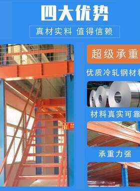 可搭台建阁楼式平货架QVW仓储仓库阁楼拆装办公室二楼隔层