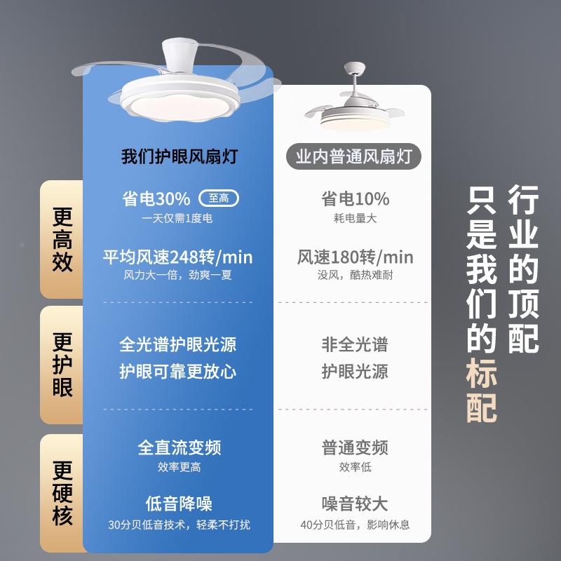 新款隐吊形风吸扇灯餐厅客厅扇灯卧室顶灯现代简约风扇中山灯612