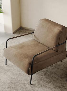 轻奢单椅意式极简发椅网红客人厅磨皮布IMQ艺设计沙师休闲椅砂bax