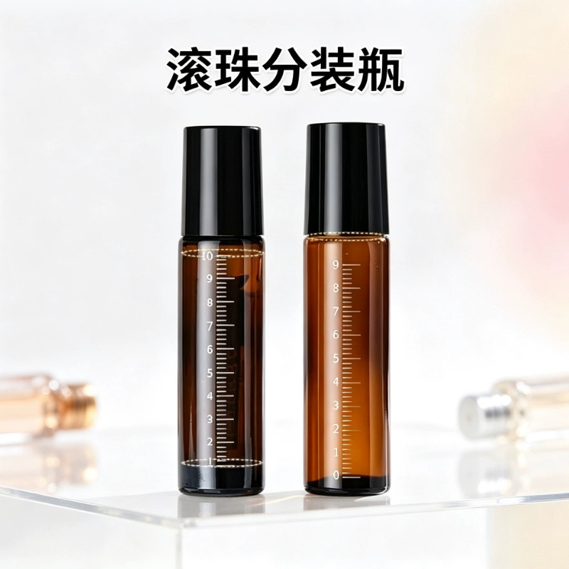 滚珠分装瓶茶色避光刻度空瓶子图片