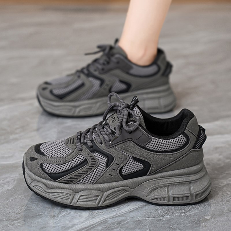 2025春秋新款老爹鞋增高厚底运动休闲鞋情侣网面鞋子男透气网鞋女