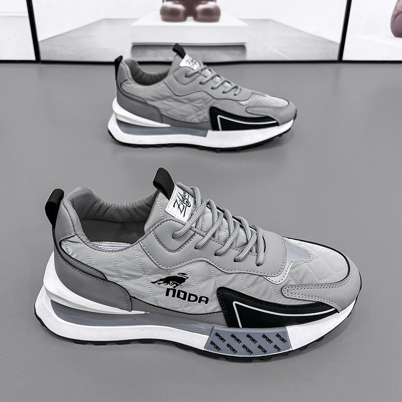 老爹鞋男2024新款休闲运动潮流夏季透气跑步皮面防水轻便增高男鞋