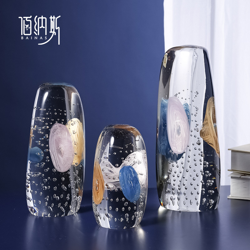 现代艺术酒柜装饰水晶厚实摆件书房客厅玄关酒店办公桌个性工艺品