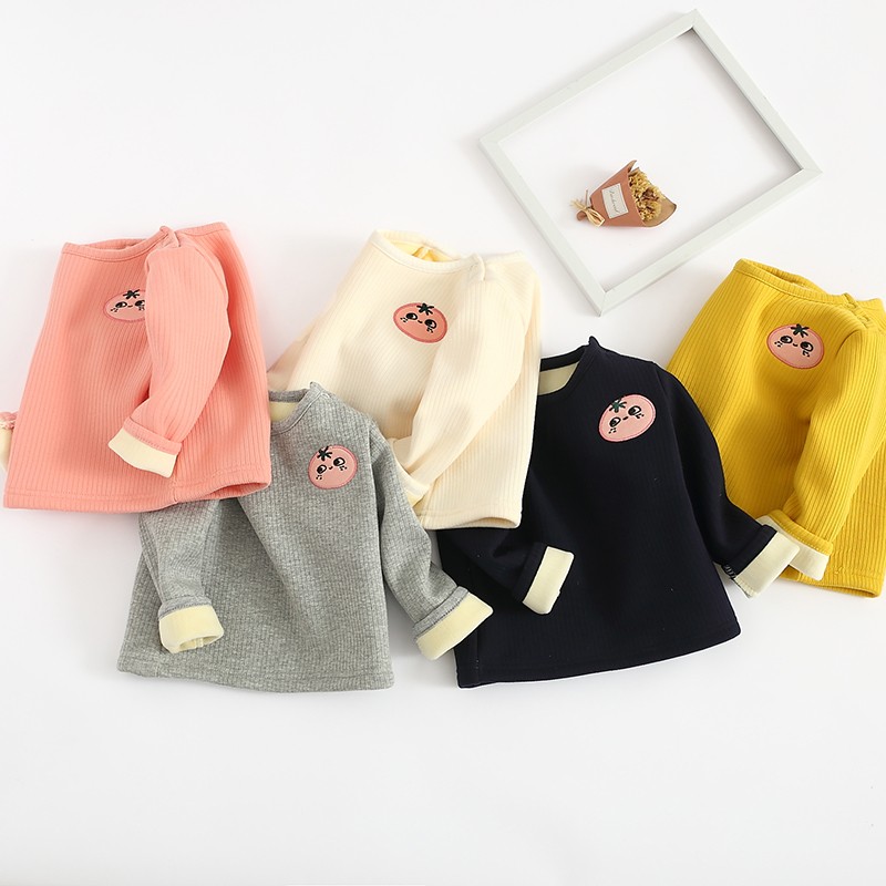 小童打底衫婴幼儿纯棉加绒上衣男女宝宝秋冬外穿t恤0-Y3岁保暖长