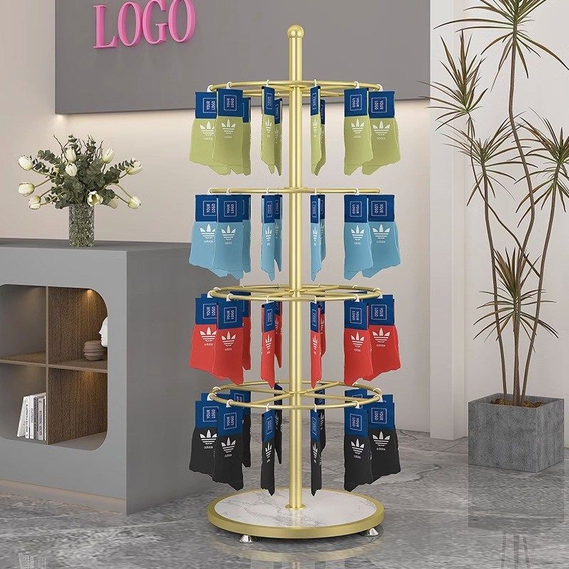 挂袜子展示架挂内衣内裤货架落地多功能超市圆形旋转手套口罩挂架