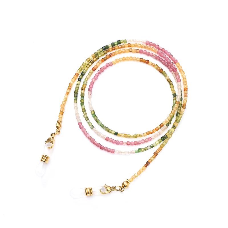 天然彩色碧玺眼镜链老花镜挂脖女眼镜挂绳墨镜简约精致耳机防丢链