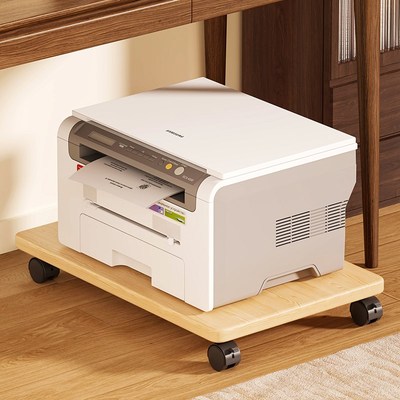 实木桌下打印机置物架可移动主机托架盆栽花架办公桌工位收纳架子