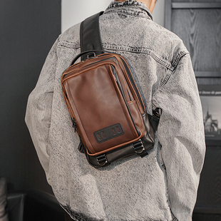 韓版 男包潮流青年后背包小挎包休閑包潮男包 大容量胸包 復古時尚