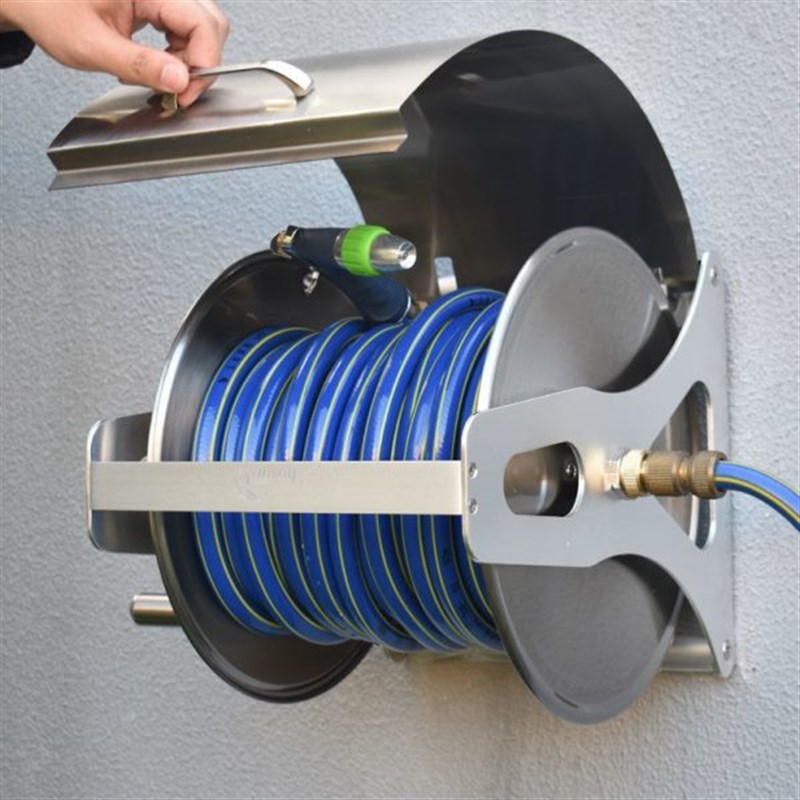 带盖不锈钢水管收纳车浇花喷头绕管架洗车水管卷管器水管车收纳架