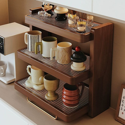 实木杯架台面杯子收纳置物架亚克力水杯架子茶杯咖啡杯桌面置物架
