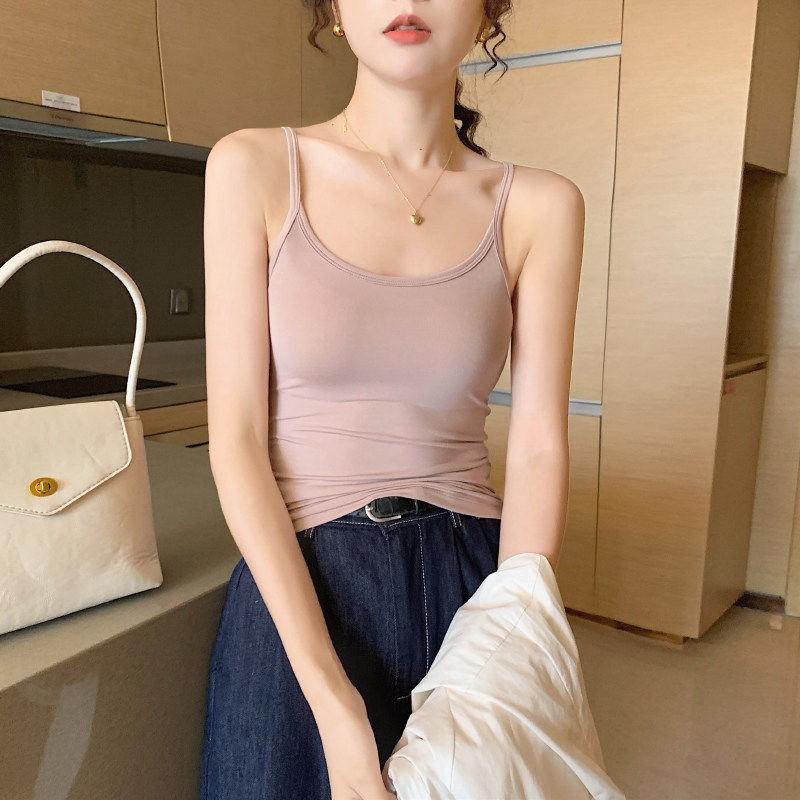 莫代尔u型小吊带背心女夏2026新款冰丝薄款外穿内搭打底美背上衣