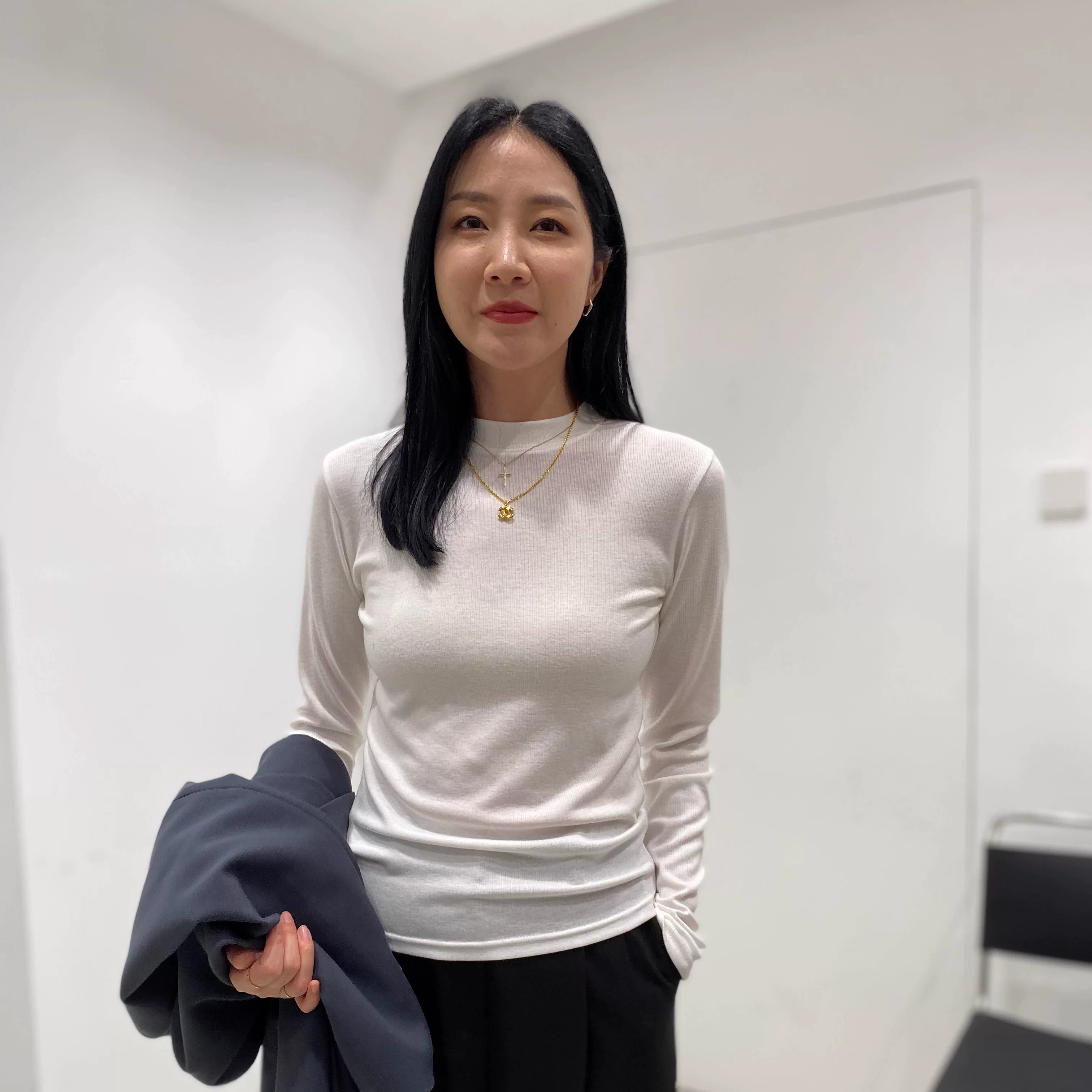 白色半高领打底衫女2026春秋新款高级百搭小立领T恤显瘦洋气内搭