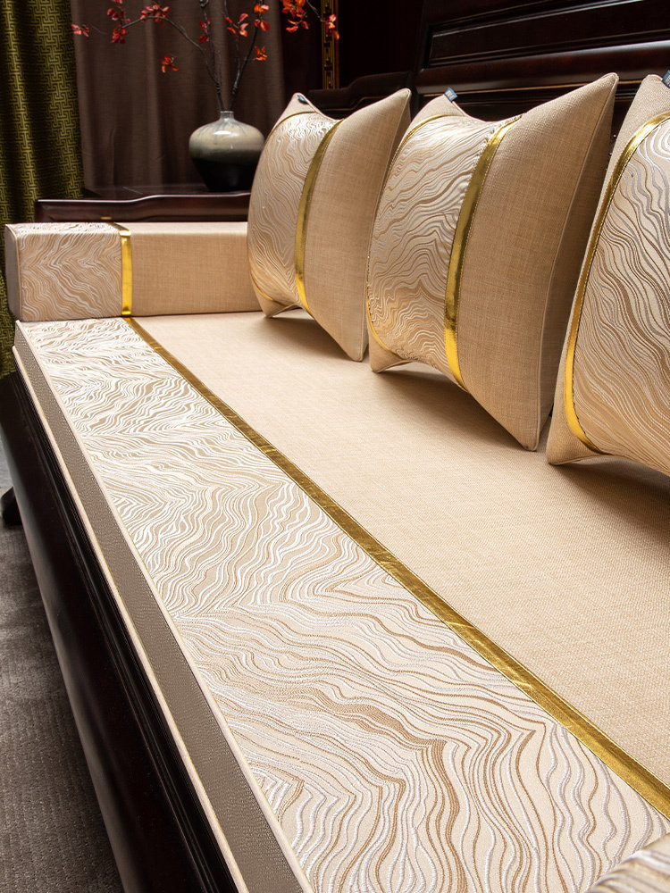 新中式红木沙发垫 实木罗汉床木质轻奢沙发坐垫子套罩 防塌陷定制