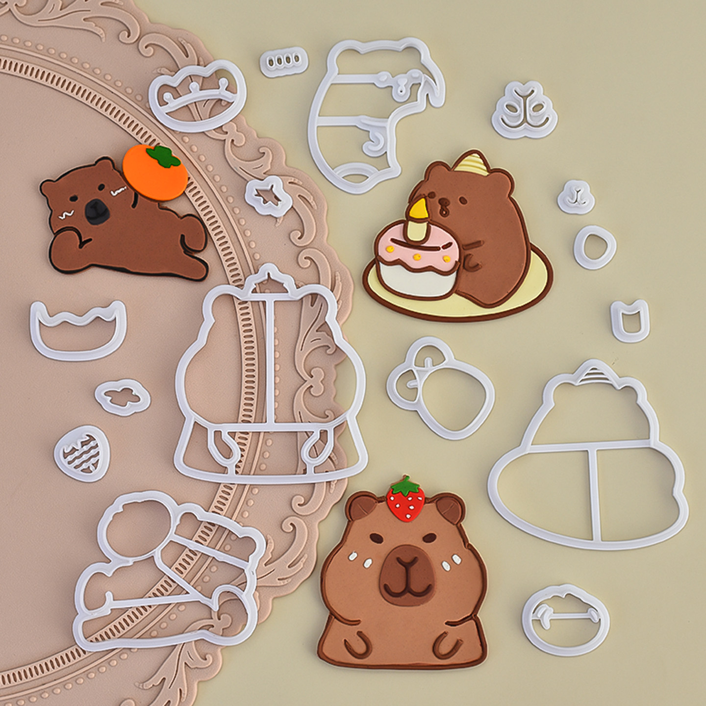 糖堡森林卡皮巴拉水豚翻糖切模儿童生日蛋糕装饰烘焙模具塑料压模,节庆用品/礼品,蛋糕/烘焙装饰用品,淘宝优惠券,粉丝福利购,淘宝优惠卷