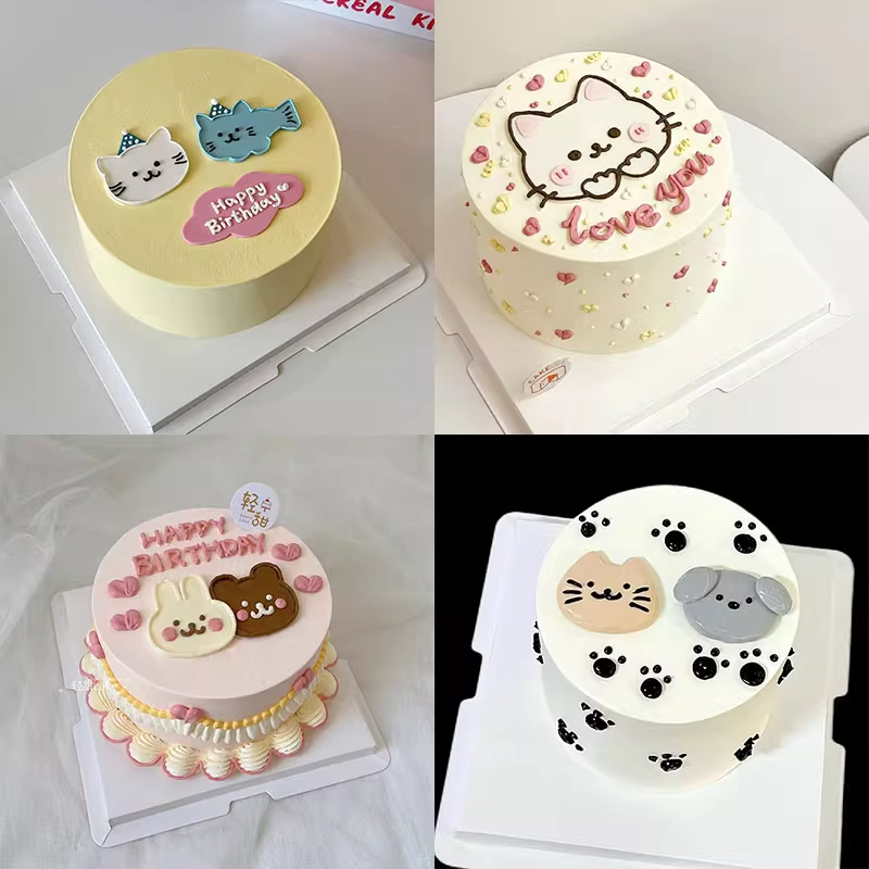 糖堡森林卡通网红小猫小狗生日情侣熊兔翻糖切模纪念日蛋糕模具