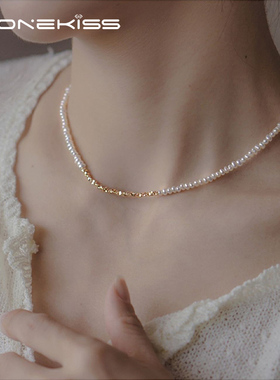 小碎金珍珠项链女2024新款爆款轻奢小众设计高级感锁骨链潮流颈链