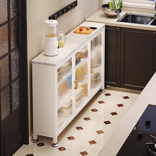 厨房置物架极窄边岩板操作台落地多层多功能操作台收纳储物柜岩板